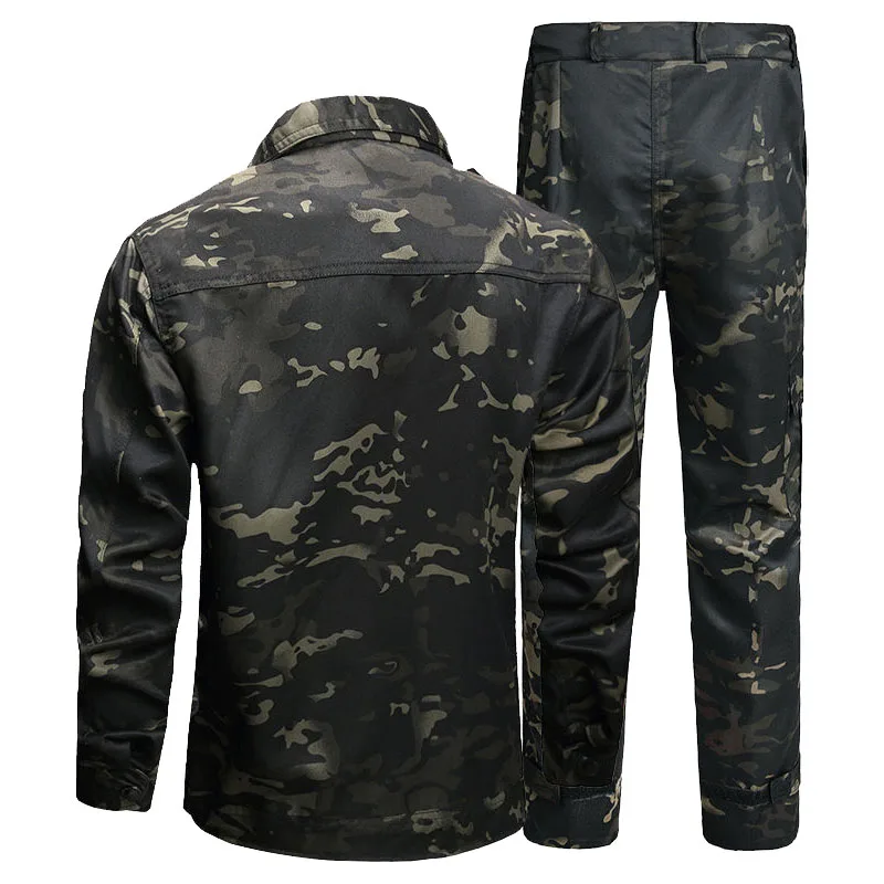 Camo Cargo Sets Men Outdoor Breathable Wear-resistant Jackets+Army Multi-pocket Straight Pants 2 Pcs Suits Autumn Training Set