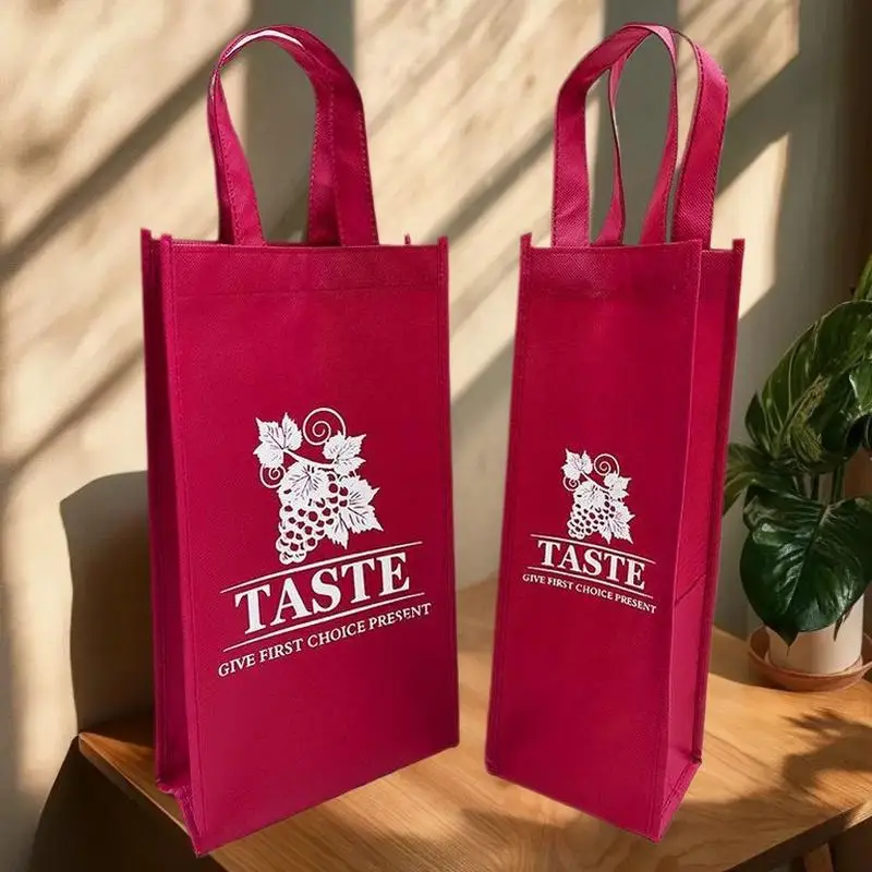 

Нетканый водонепроницаемый подарочный пакет для шампанского и пива, цветная одинарная/двойная ветканая бутылка, бутылка красного вина, упаковочные пакеты с ручкой