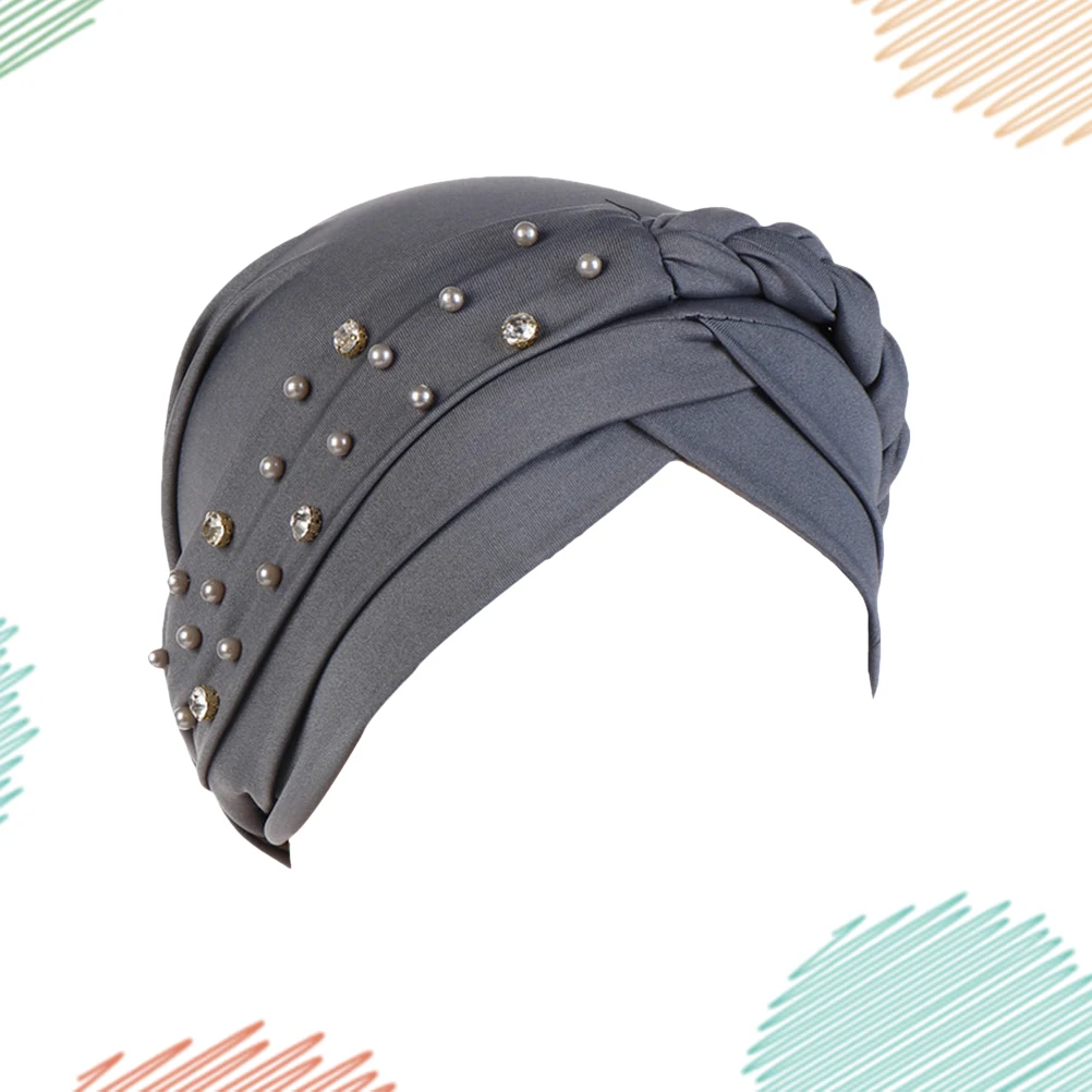 

1pc Stretchy Satin Sleeping Cap Hair Protector Women Double Layer Lace Wrap Comfortable Night Hat Dark Grey Wrap Cap Hair
