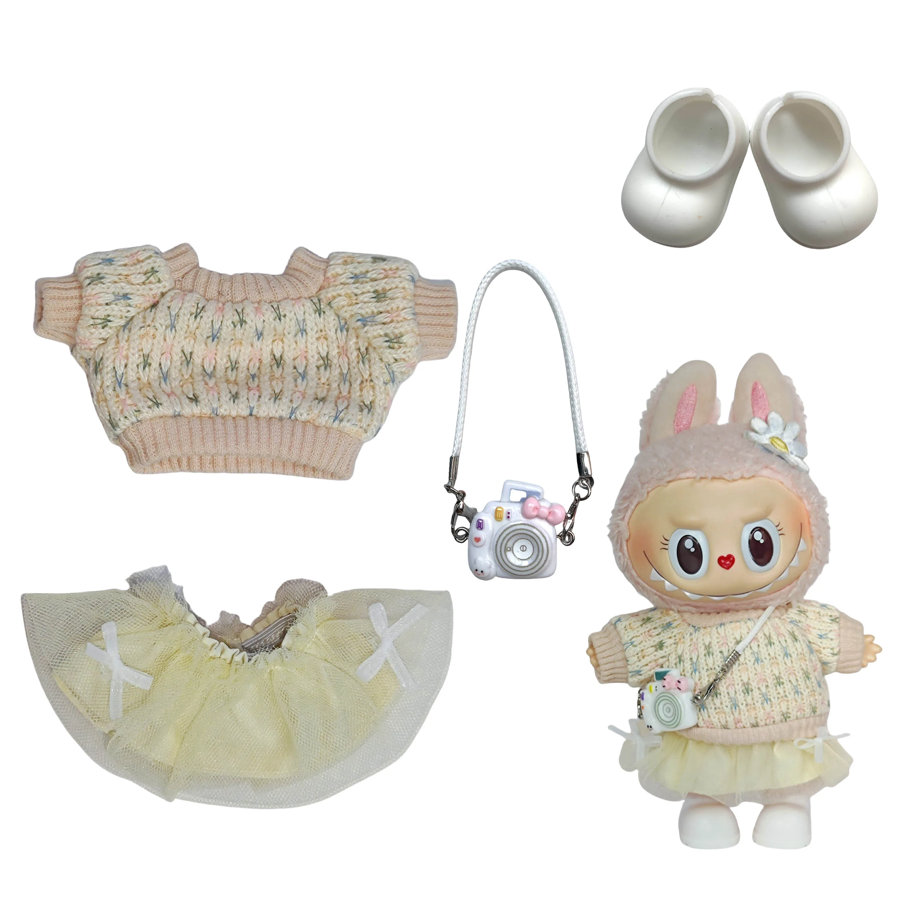 Mini Plush Doll'S Clothes Outfit Accessories For Korea Kpop Exo 15-17cm Labubu Idol Overalls set Clothing Gift