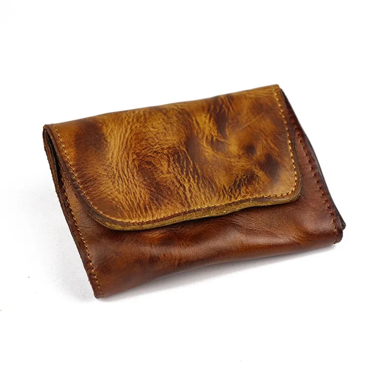 Pochette à monnaie rétro faite à la main pour hommes et femmes, mini portefeuille à la mode, pochette à monnaie en poudre, pochette à monnaie, étui à cartes