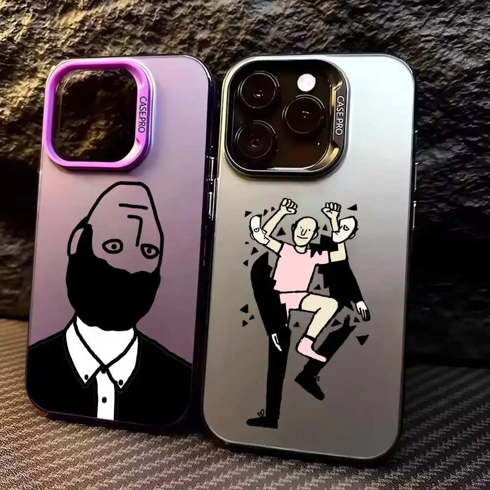 

Jean J-Jullien M-Minimalist Art Phone Case For iPhone17,16,15,14,13,12,11 Plus,Pro Max Colored Silver Plated Inside Cover