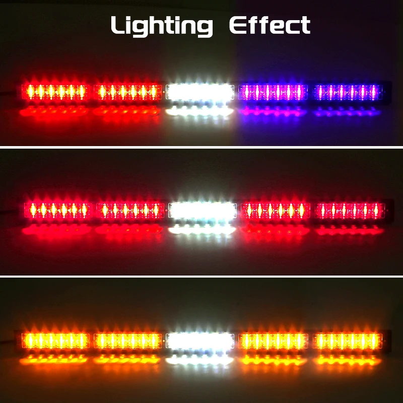 30LED Car Windshield Warning Lamp Bar 12V Red Blue Yellow White Emergency Strobe Flashlight Traffic Police Light For Trucks Auto