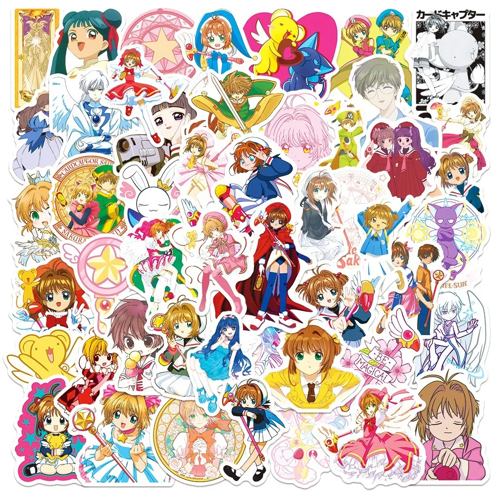 50PCS Card Captor Sakura Stikers Divertenti Anime Decalcomanie Adesivo magico Bagagli Laptop Chitarra Auto Bici Decorazione del fumetto Giocattoli per bambini