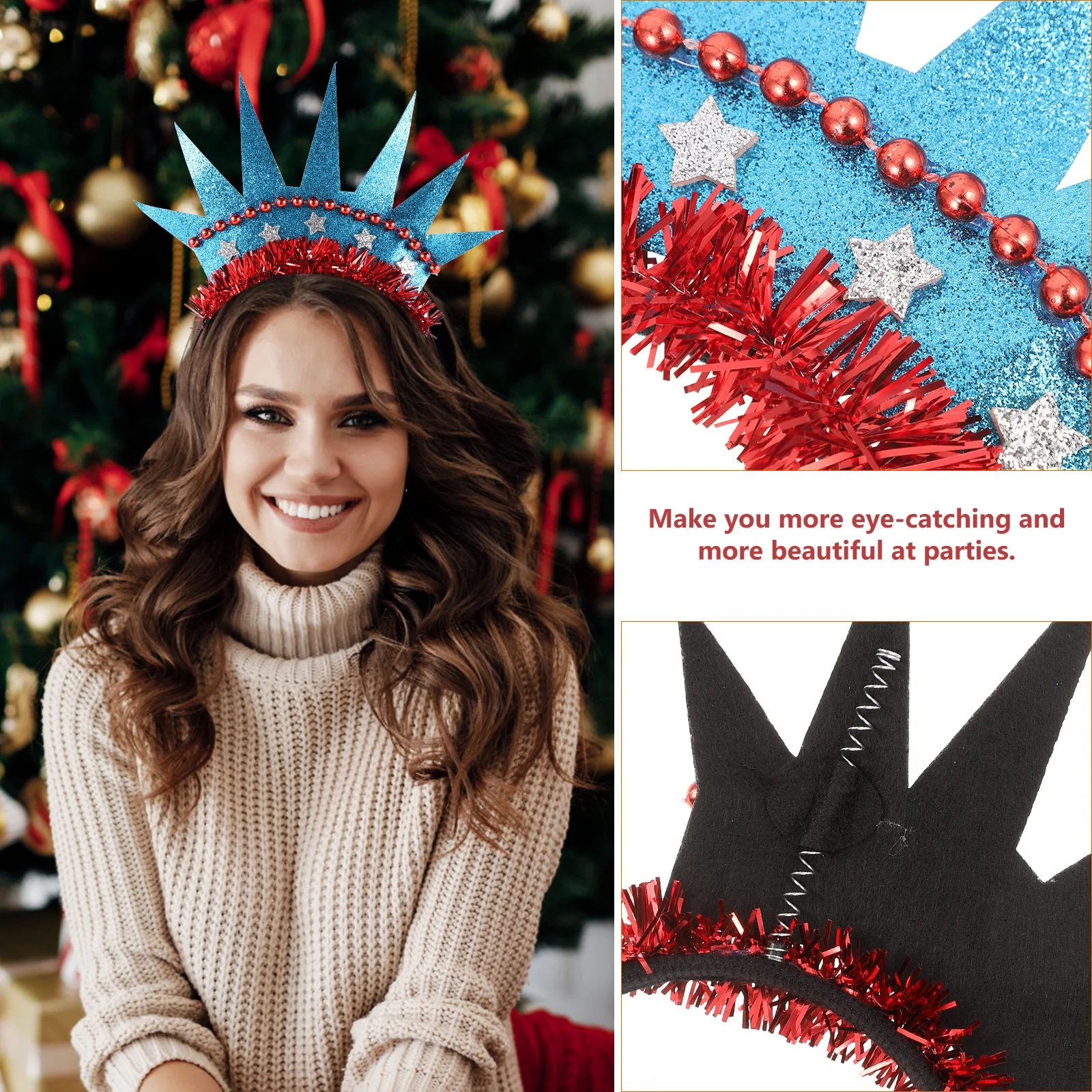 

2pcs Crown Headband Statue of Liberty Lightweight Comfortable Party Hair Hoop Independence Day Headdress Photo Props