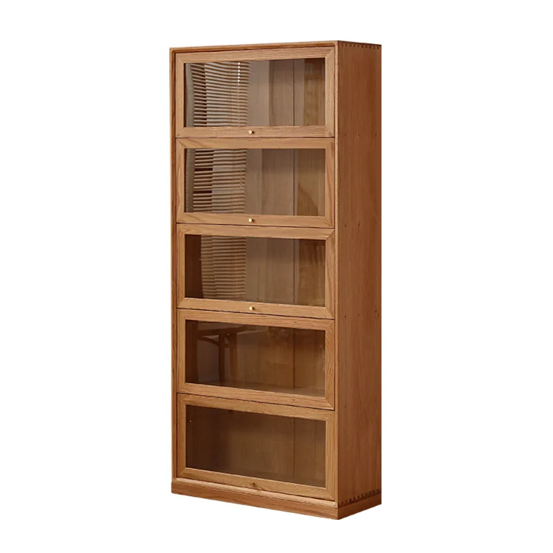 

Книжный шкаф, встроенный для гостиной на всю стену, комбинированный пол со стеклянной дверью, витрина для хранения, дубовая книжная полка