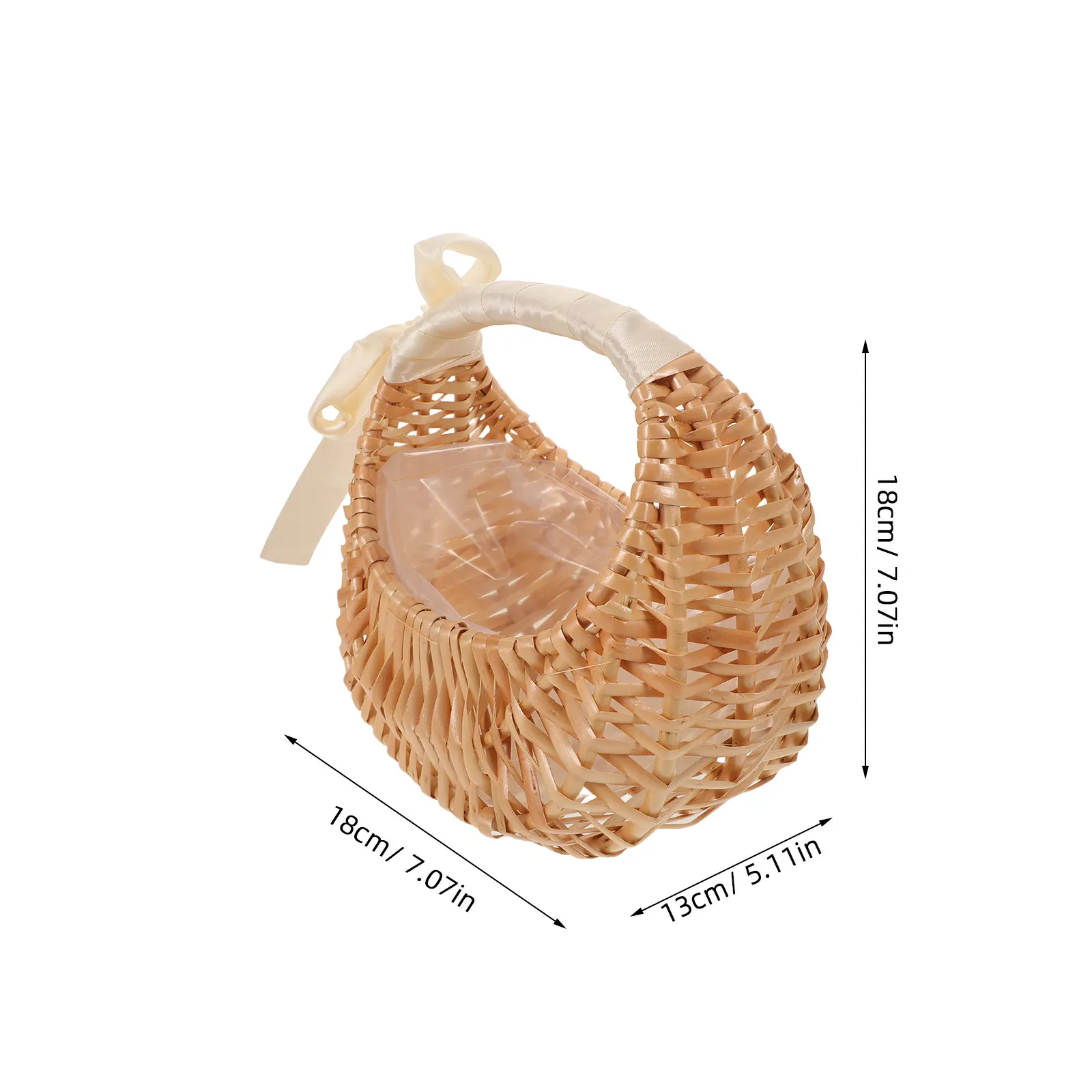 Handmade Woven Flower Basket Portable Lightweight Wedding Ceremony Basket for Petals Confetti Bridal Party
