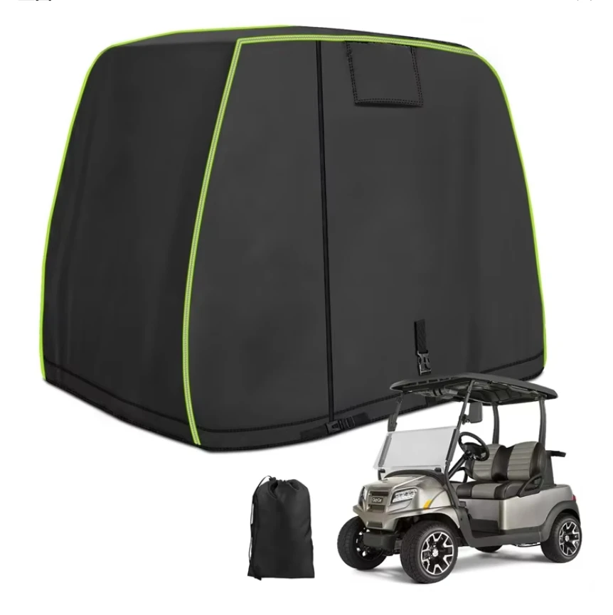 Heavy Duty Waterproof Dustproof Windproof Passenger Golf Cart Cover with Side Zipper Protective Cover for Golf Products