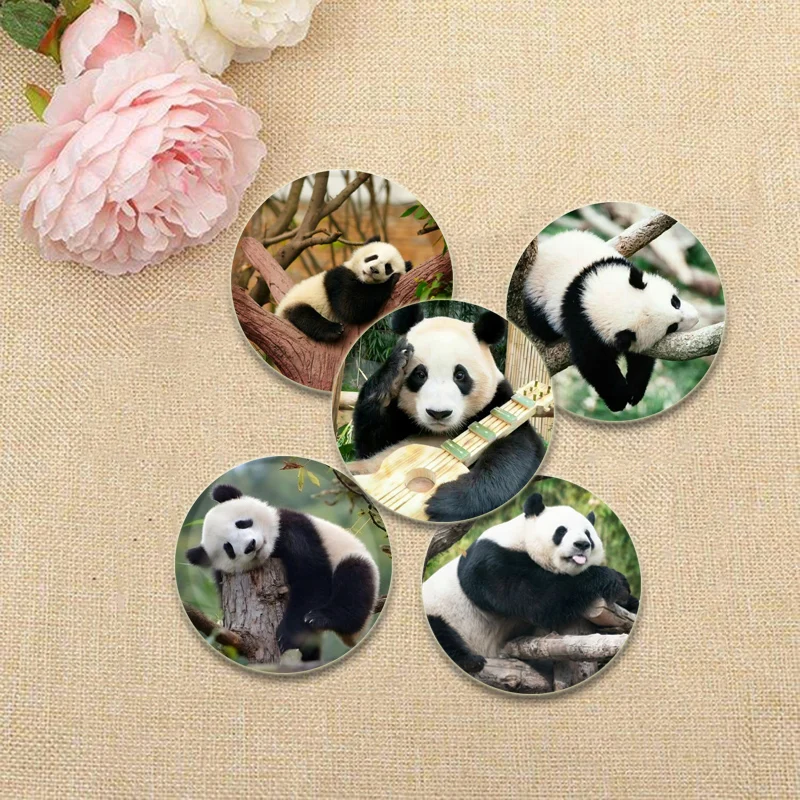 32/44/58mm Cute Giant Pandas Brooch Pins Cosplay Nuannuan/xiangxiang/fubao Badge Brooches Bag Accessories Jewelry Gifts