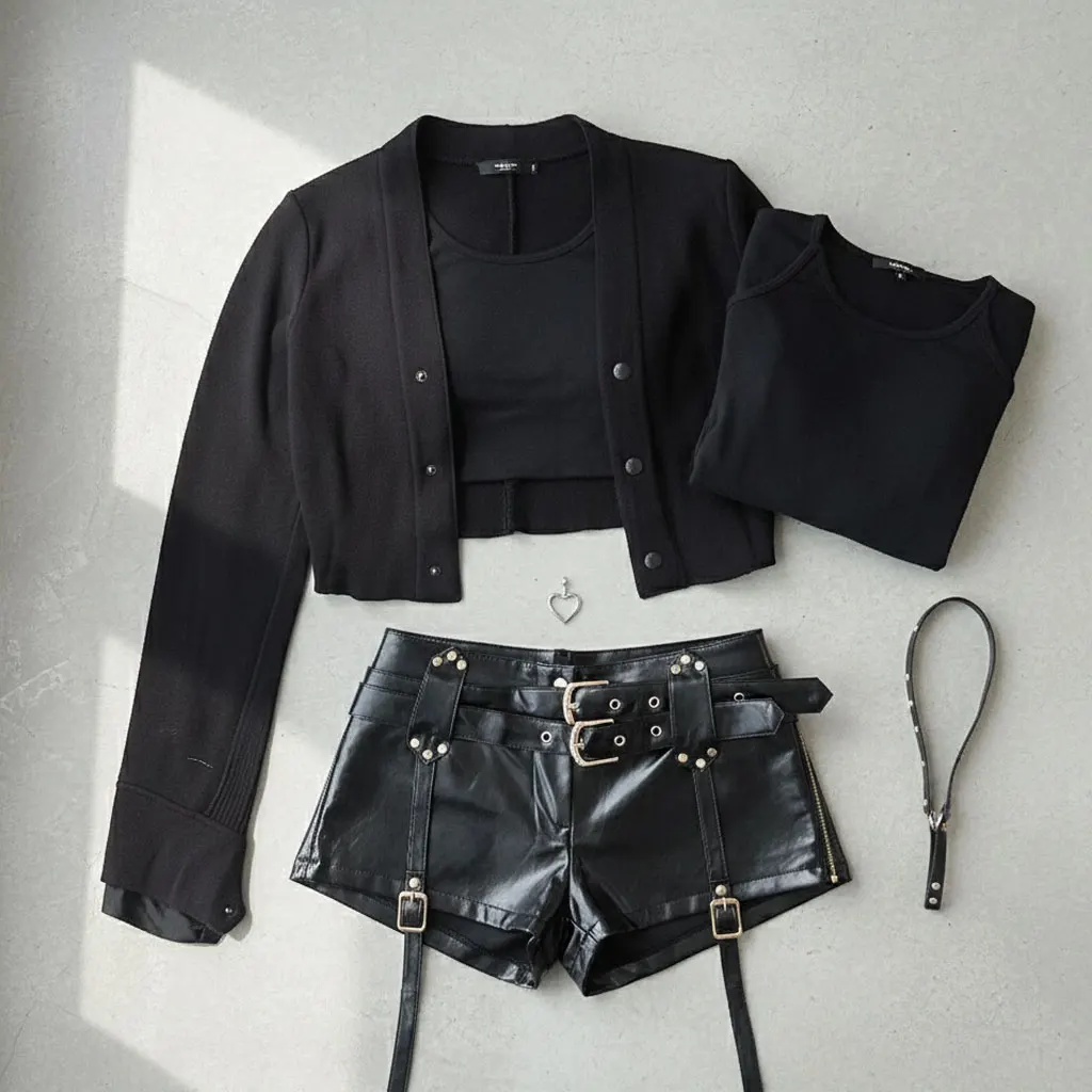 

Облегающий костюм из искусственной кожи с низкой талией и шортами для наряда и косплея