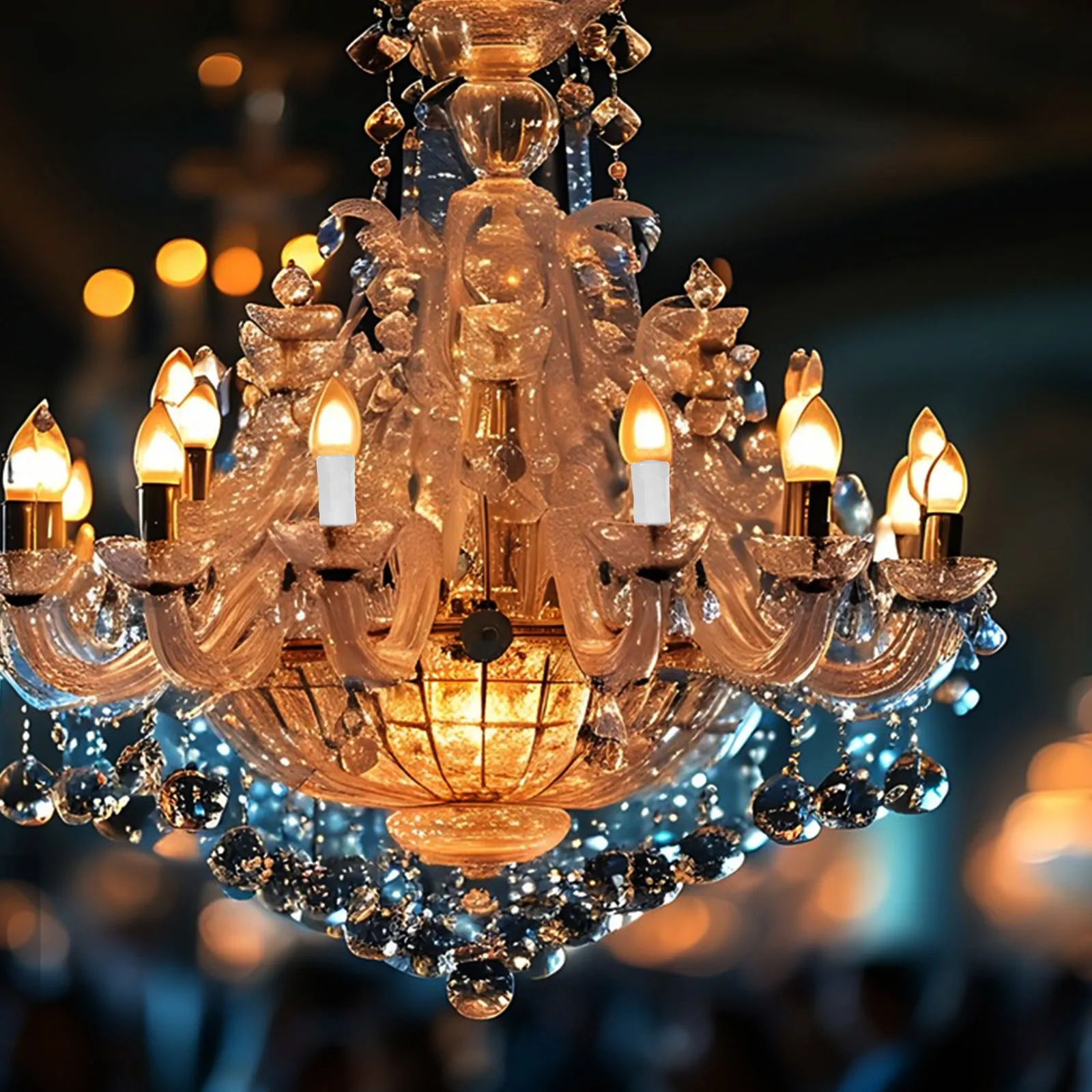 

6Pcs Candelabra Base Covers Stylish Tear-Drop Finish Hanging Lamp Sleeves Compatible with E14 Bulbs Modern Farmhouse Living Room