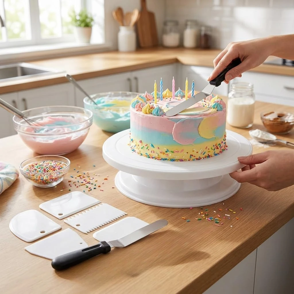7pcs Cake Decorating Kit with - Cake Decorating Turntable 评论和价格