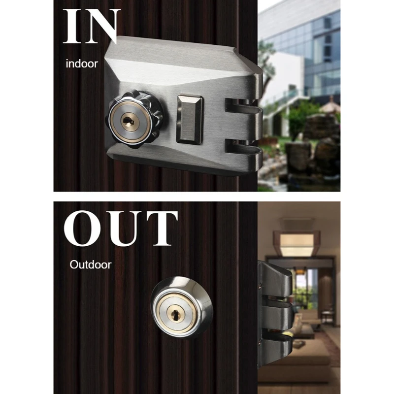 Outdoor Sliding Door Steel Gate Lock Strength Wheel Hook Warehouse Iron Door Lock Exterior Double Open Sliding Door  Tiger Lock