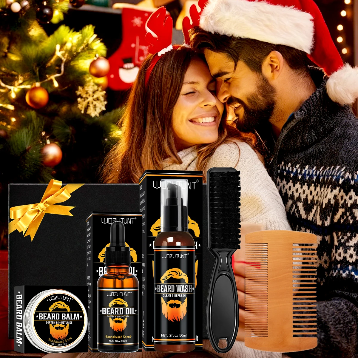 عيد الميلاد العناية باللحية هدية صندوق للزوج/صديقها اللحية بلسم تغذي مرطب الشارب محسن النفط مكافحة تساقط الشعر الشامبو