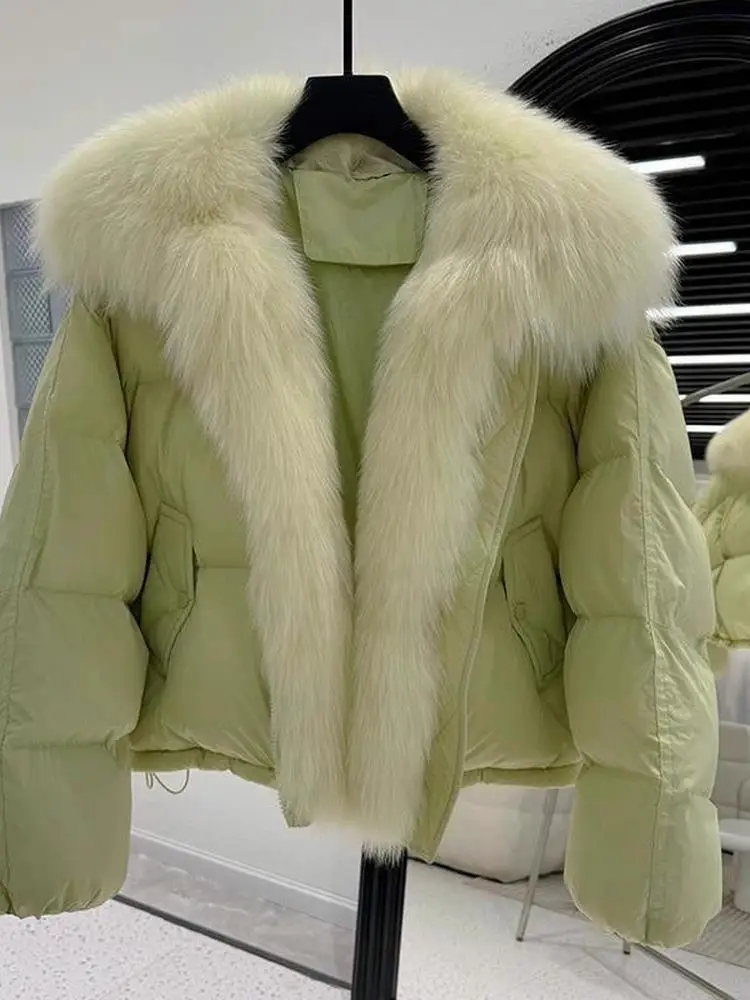 Sli Thiened Winter Coat for Women with Large Fur Collar Warm Faionable Unique Slimming Outerwear Korean Sle Long Sl...