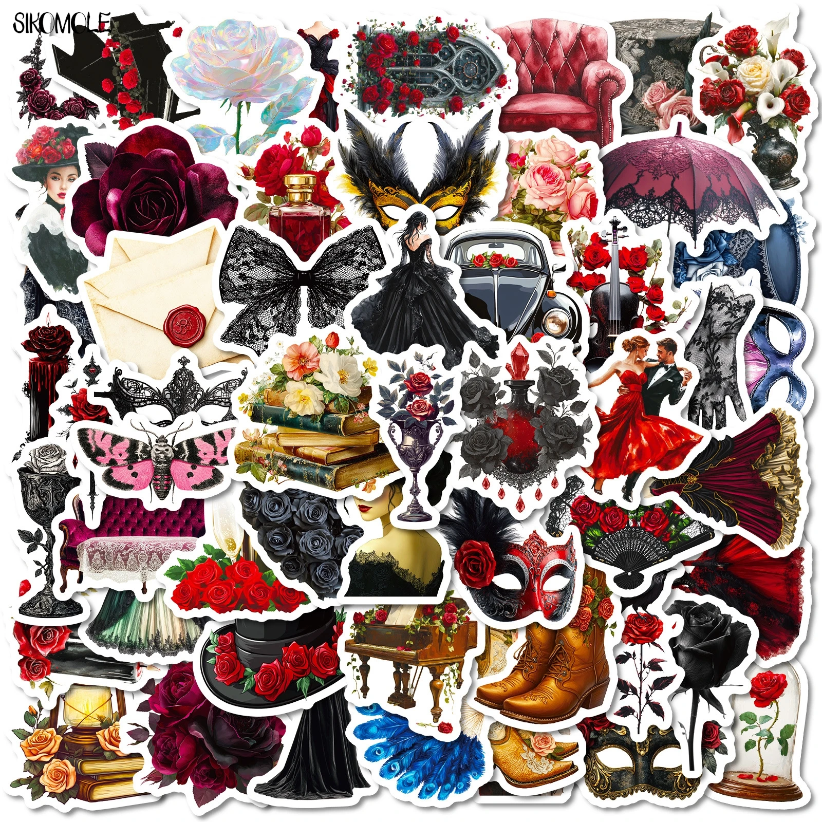 10/30/56PCS 만화 가면 무도회 테마 스티커 미적 DIY 스크랩북 노트북 문구류 여행가방 자동차 데칼 그래피티 스티커 장난감