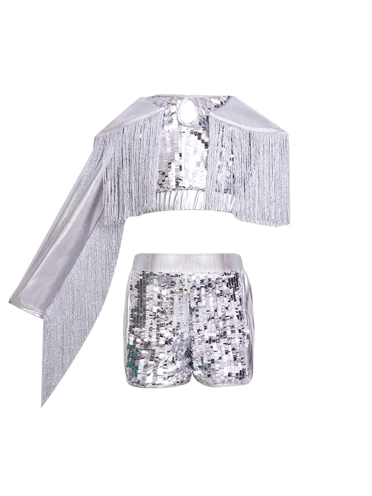 Girls jazz dance stage costumes children catwalk catwalk fashion show sequins hip hop costumes dance costume kids