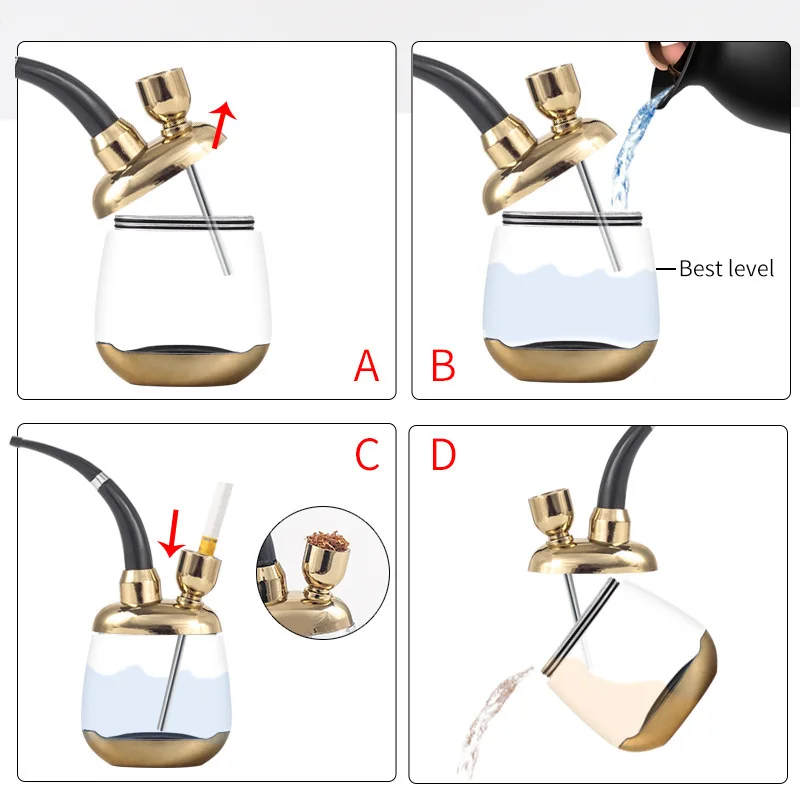 High Quality Business Portable Water Smoking Pipe with Bent Type Handmade Smoking Accessories Glass Hookah Cigarette Filter view 4