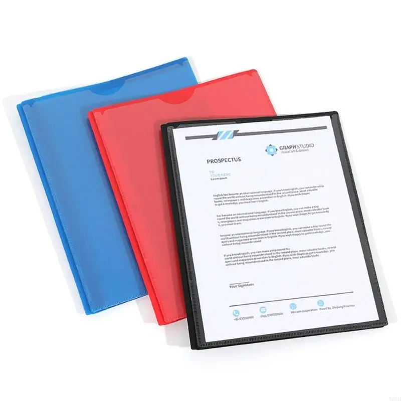 

Y5LB 2Pcs Letter Size File Paper Bag with Two Pockets and 3 Prongs 237x295mm Document Organiser for Office School Supplies