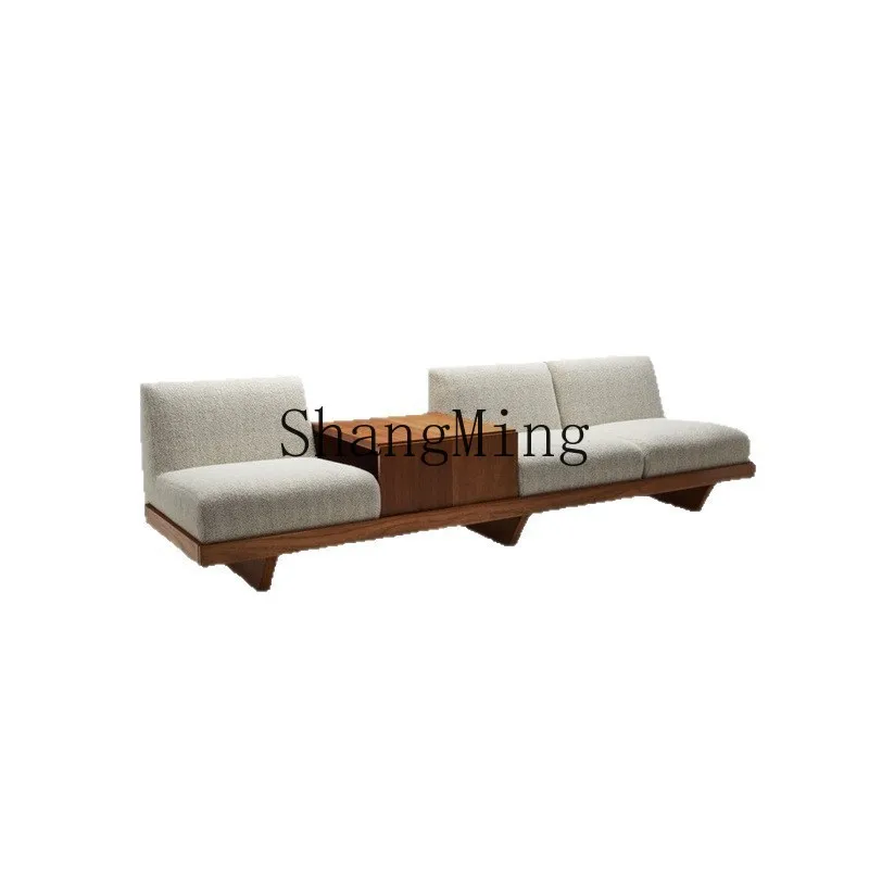 CL wabi-sabi wind with edge few solid wood sofa living room straight row fabric sofa B & B reception double triple sofa