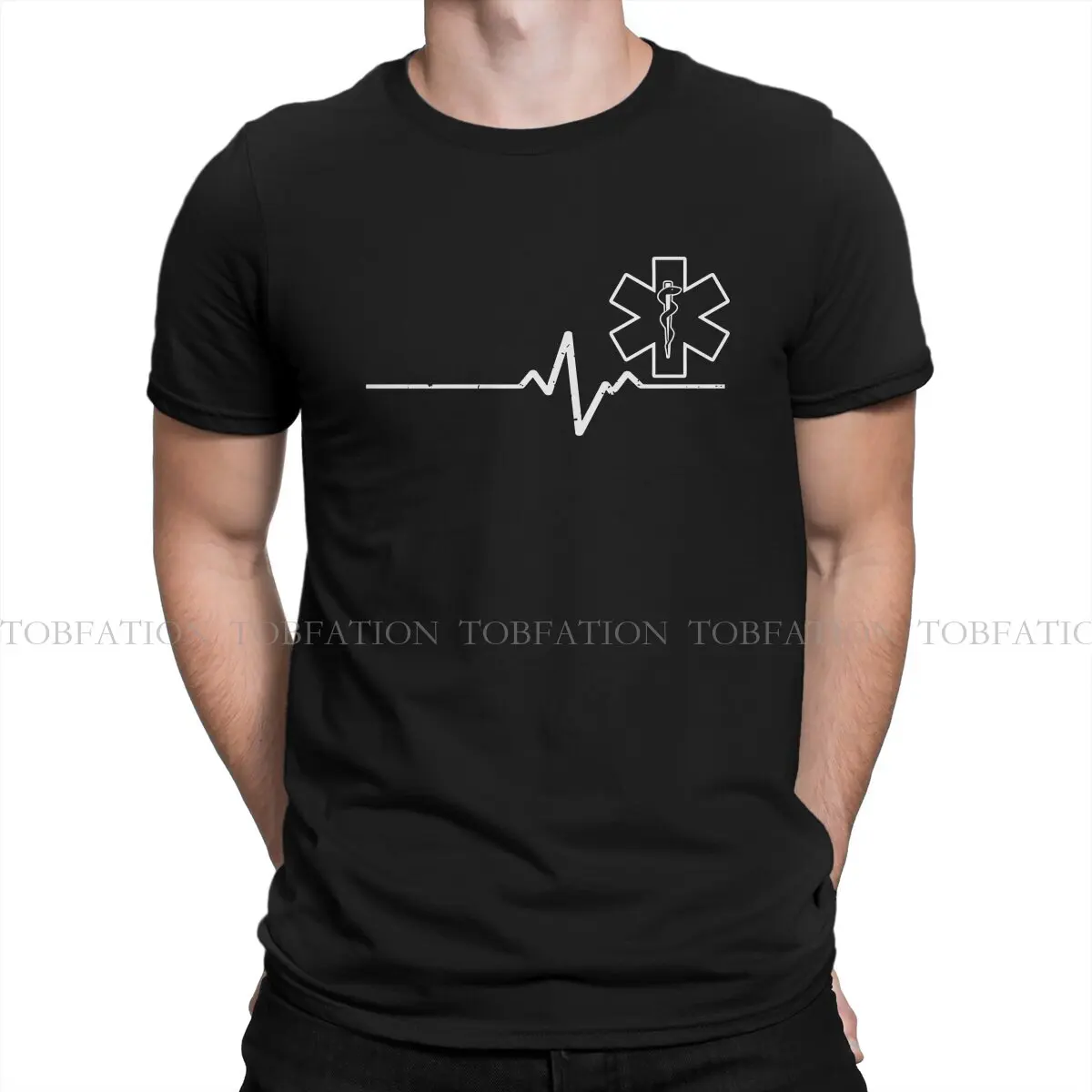 Paramedic Heartbeat Thin White Line Newest TShirts EMT Emergency Medical Technicia Men Harajuku Fabric Tops T Shirt