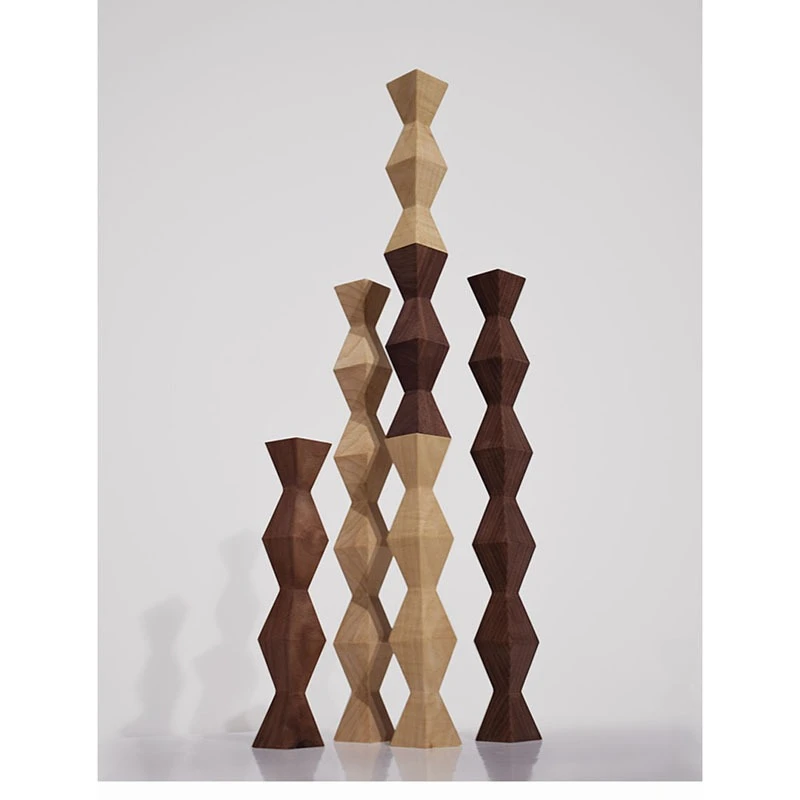 Log Pine Exhibition Hall Lobby Floor-to-Ceiling Stacked Ornament Art Bracket Flower Pad Flower Stool Geometric Decoration