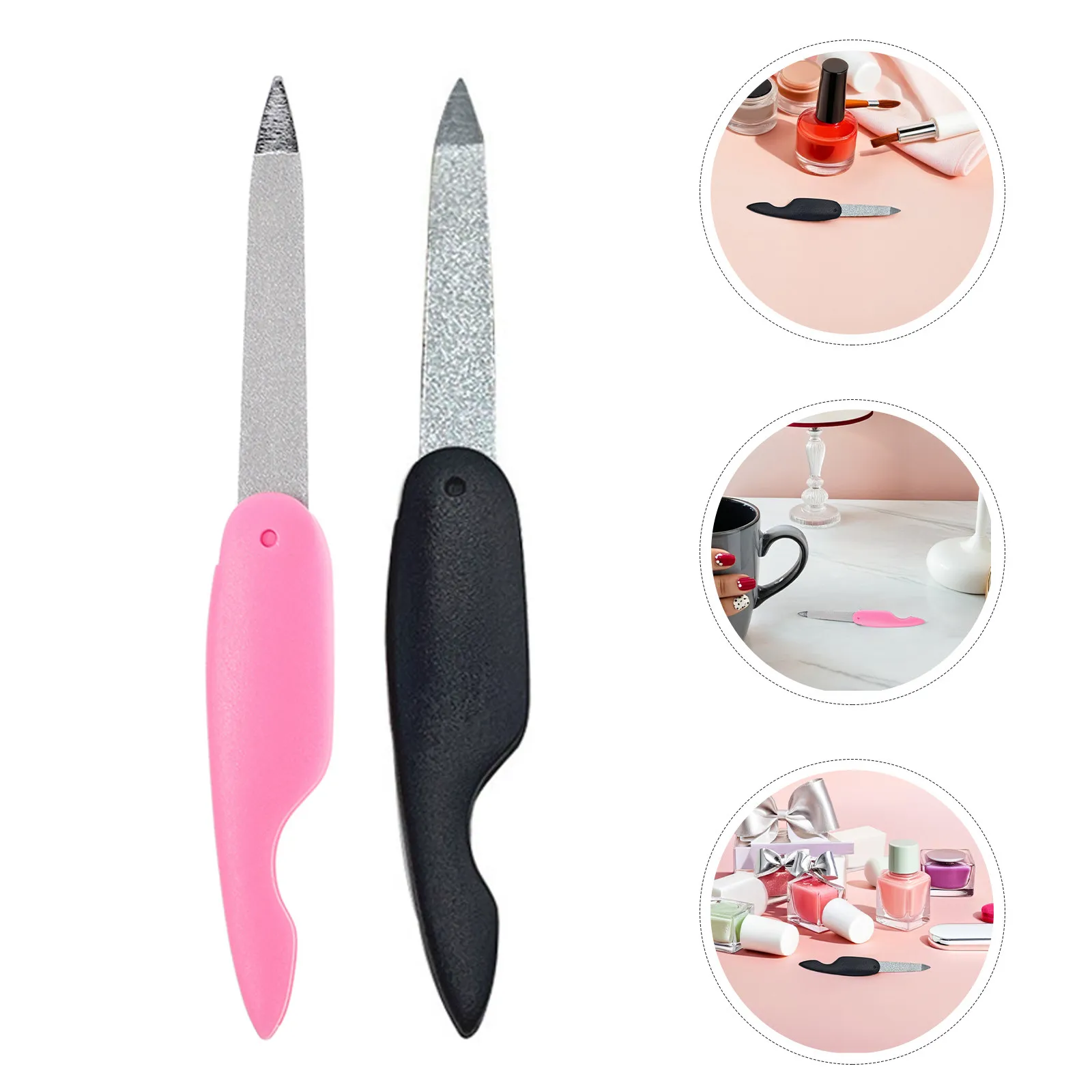 12Pcs Nail Files Portable Double Sided Nail Buffer Foldable ABS Manicure Tools Travel Fingernail File Pedicure File for Women