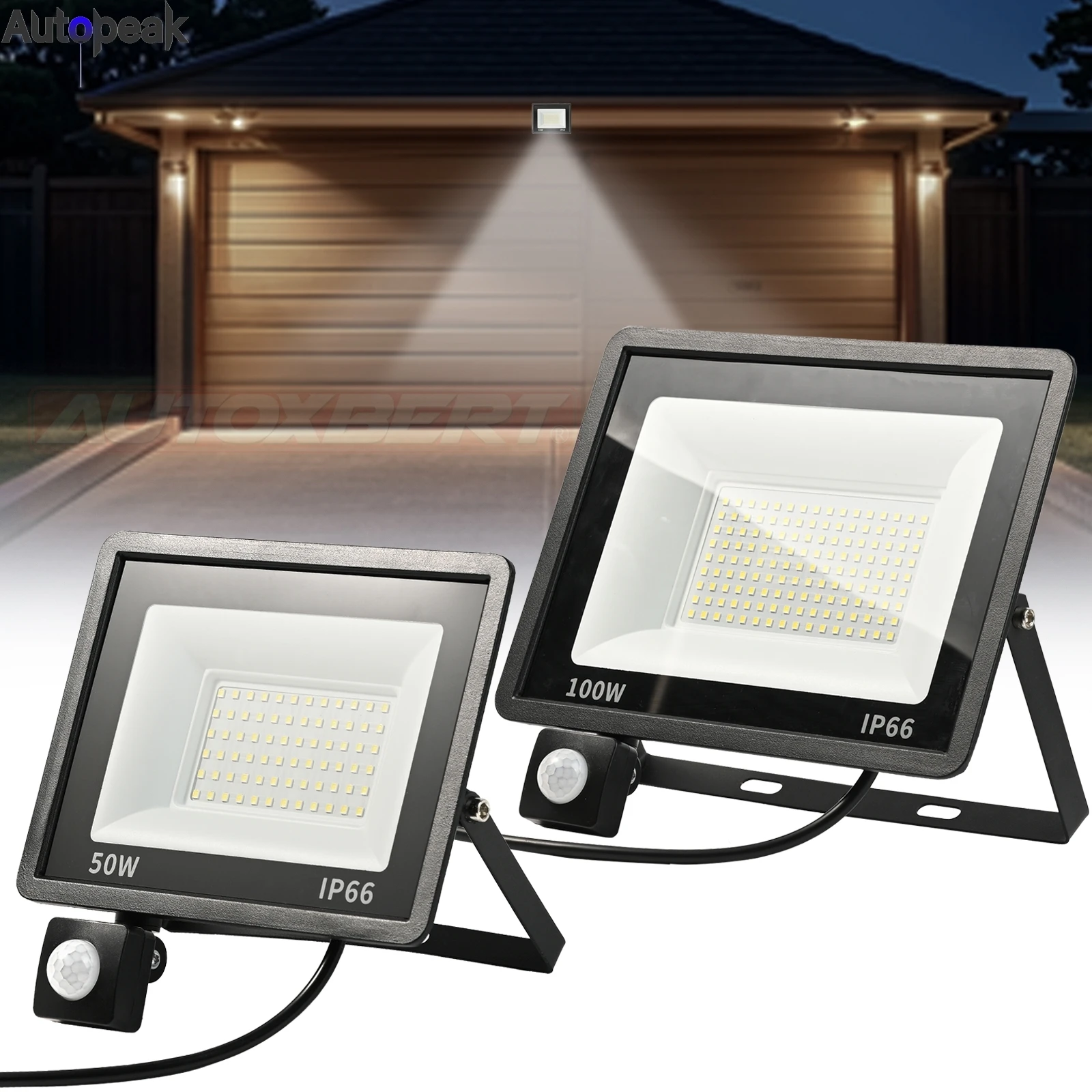 

LED Flood Light 100W 50W 220V Waterproof IP66 Reflector Floodlight With Motion Sensor Lamp LED Exterior Spot Outdoor Light 6500K