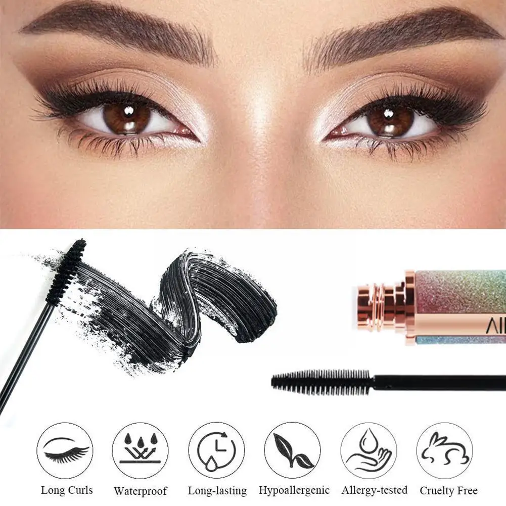 Zwarte Kleur Mascara Verlengt Zijden Vezel 4d Mascara Cosmetica Lange Lash Extensie Waterdichte Wimpers Blijvende Make-Up J9z5