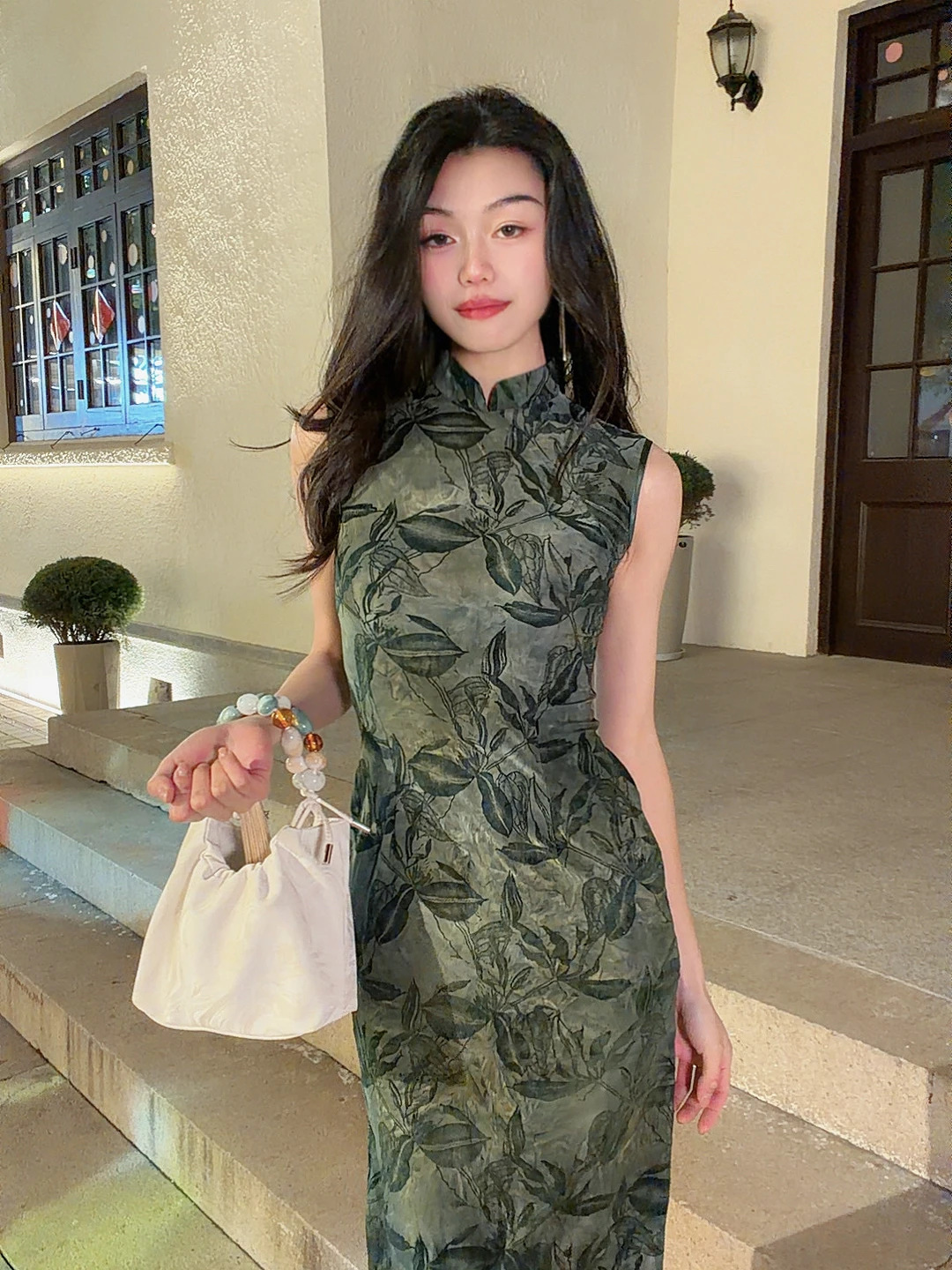 

Chrynine New Chinese Style Reformed Long Green Spring Summer Dress Floral Pattern Breathable Loose Fit Women's Dress