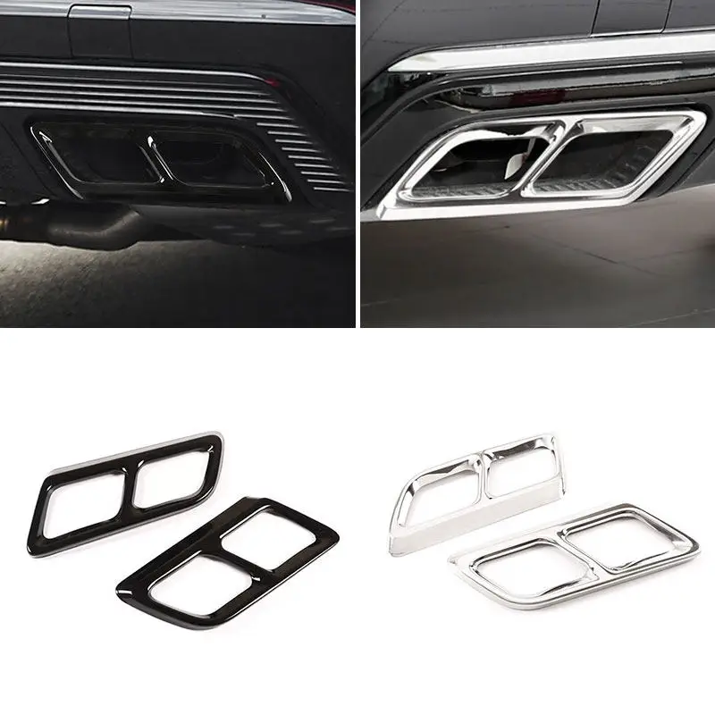 For Cadillac XT6 2020-2021 2pcs Stainless Steel Car Tail Pipe Muffler Exhaust Output Cover Silver / Glossy Black Accessories