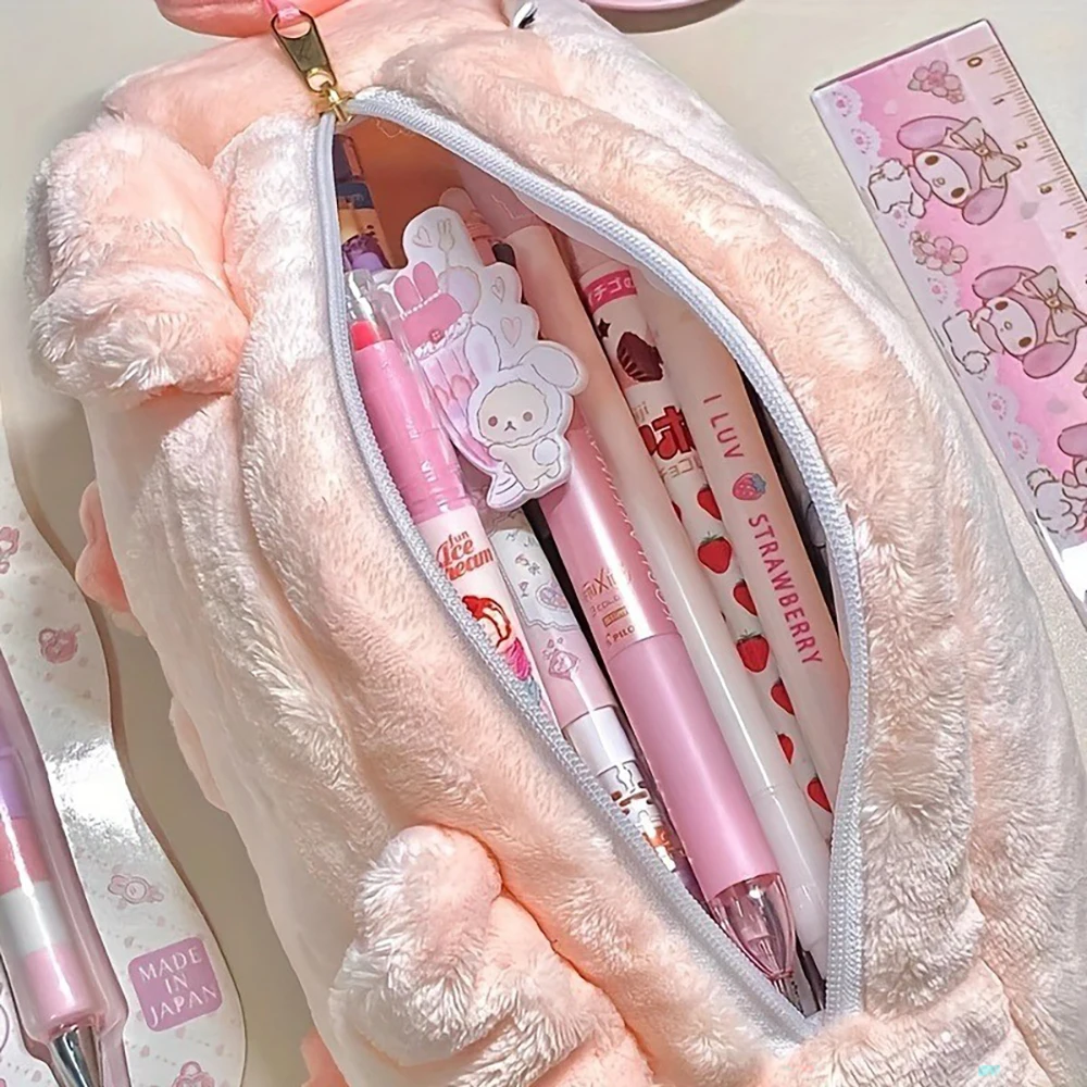 Kawaii Plush Pencil Case Cute Large Capacity Desktop Storage Pen Pouch Makeup Storage Bag Students School Stationery Supplies