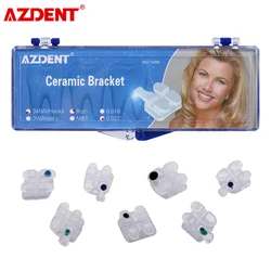 AZDENT Ceramic Dental Brackets Orthodontic Braces MBT Roth 0.022 0.018 Hooks on 3 4 5 Mesh Base