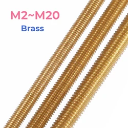 1PCS Brass Thread Rod M2 M2.5 M3 M4 M5 M6 M8 M10 M12M M14 M16 M18 M20 Solid Metric Bolt Full Thread Shaft Rod Bar Stud