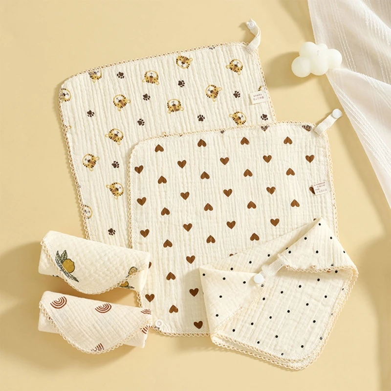 1pc Cotton Gauze Baby Bib Handkerchief Soft Cartoon Square Feeding Burp Cloths Newborn Saliva Towel Bandana Facecloth