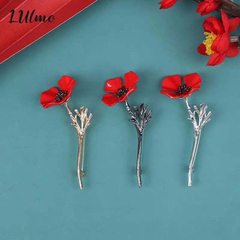 Poppy Brooch Vintage Brooch Women's Clothing Accessories Safflower Brooch Coat Pin Brooch Accessories Female Poppy flower Gift