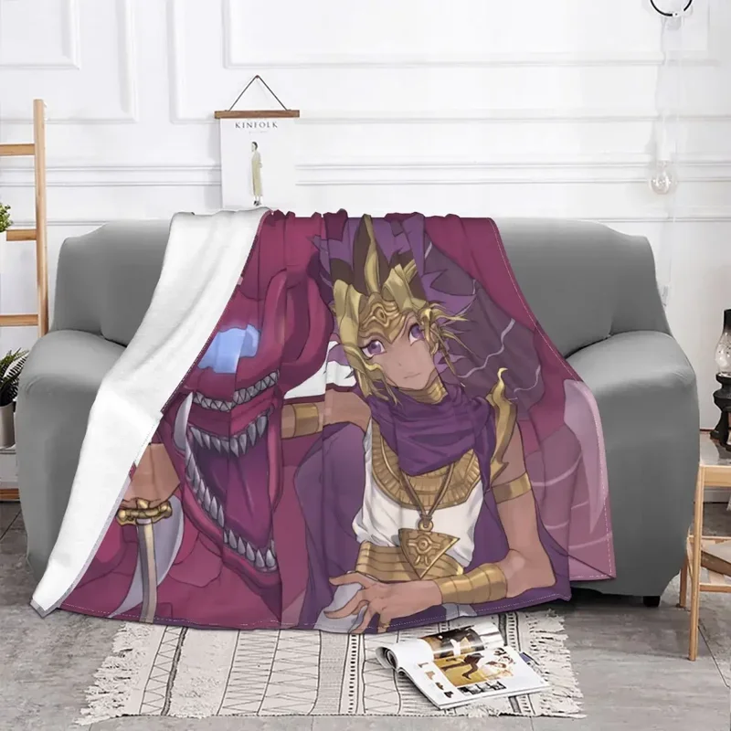 Dragon Yami Yugi Blankets Flannel Yu-Gi-Oh Anime Super Soft Throw Blanket for Airplane Travel Bedroom Quilt