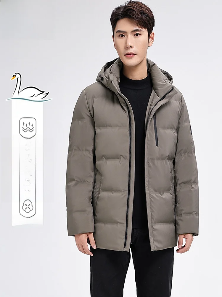 

Men's down Jaet Hooded Goose down Winter New Busin Casual Cold Proof Warmth Outdoor Polyester Fiber Zipper Sle TUCANO