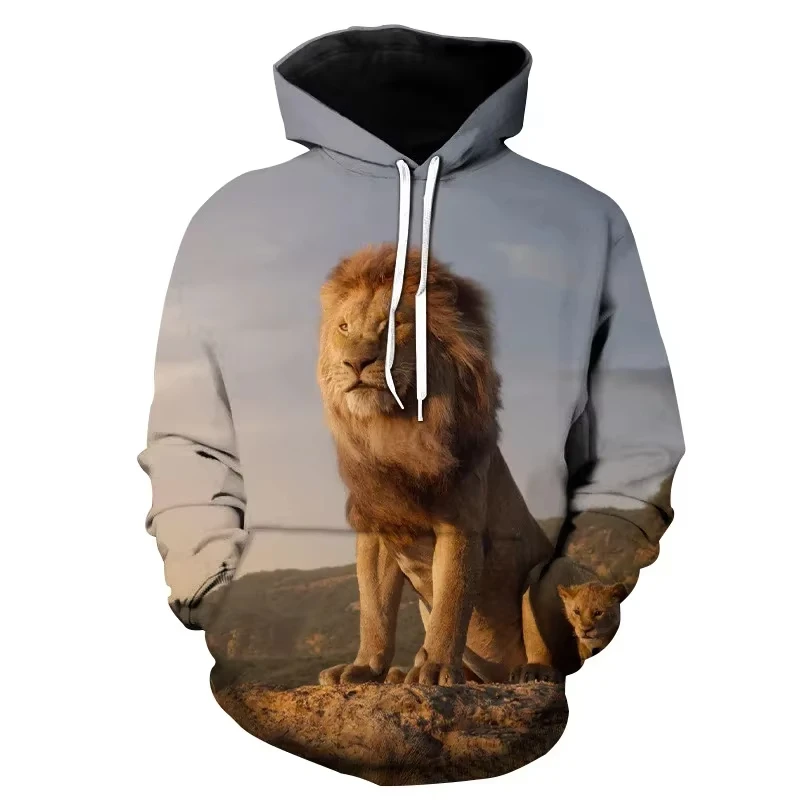 جديد حار بيع الموسم 3D الأسد الطباعة الرقمية فضفاض زوجين الرجال هوديي البلوز الشارع الشهير طفل هوديي المرأة هوديي #3