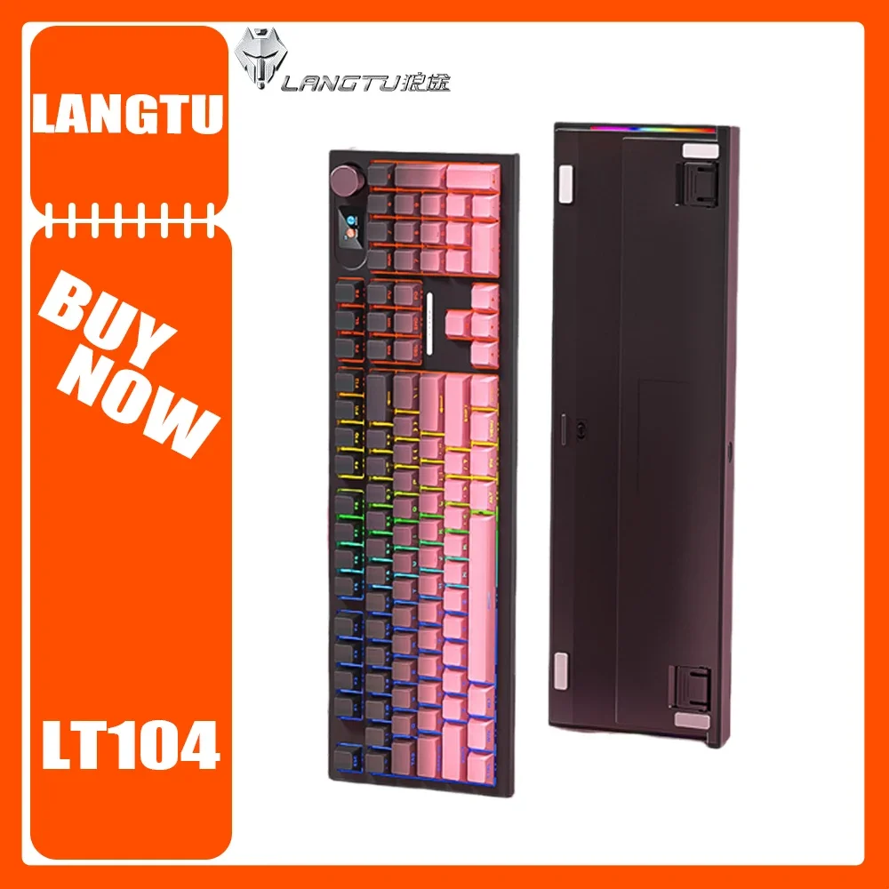 LANGTU LT104 Mechanical Keyboard RGB Wireless Smart Screen Multifunctional Knob Three Mode Gaming Keyboard Pc Gamer Office Gifts