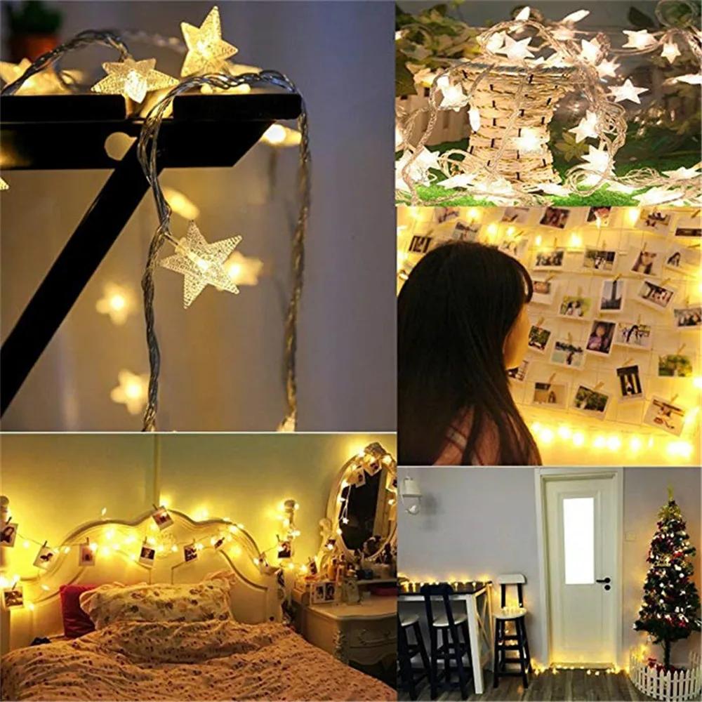 10/20 LED Star Light String Twinkle Garlands Battery Powered Lamp Holiday New Year Christmas Decorations for Home Fairy Lights