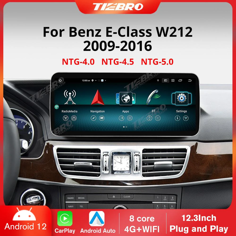 

Автомагнитола TIEBRO, 12,3 дюйма, Android 12, для Benz W212 2009-2016, сенсорный экран, GPS-навигация, Carplay 1920*720P, мультимедийный плеер BT