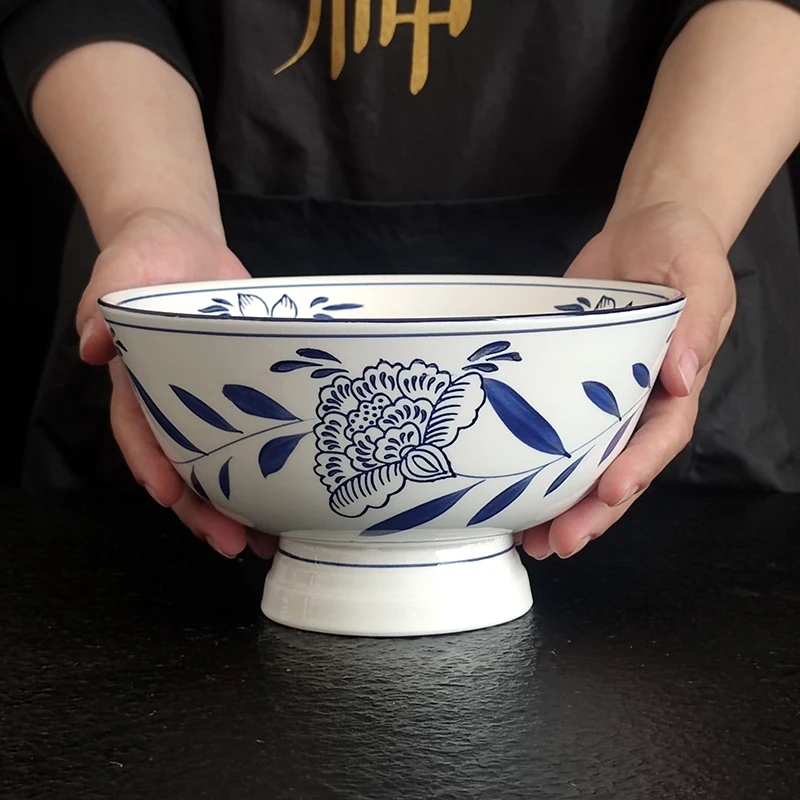 Ceramic Ramen Japanese Restaurant Commercial Retro Chinese Restaurant Large Bowl Dinnerware Porcelain