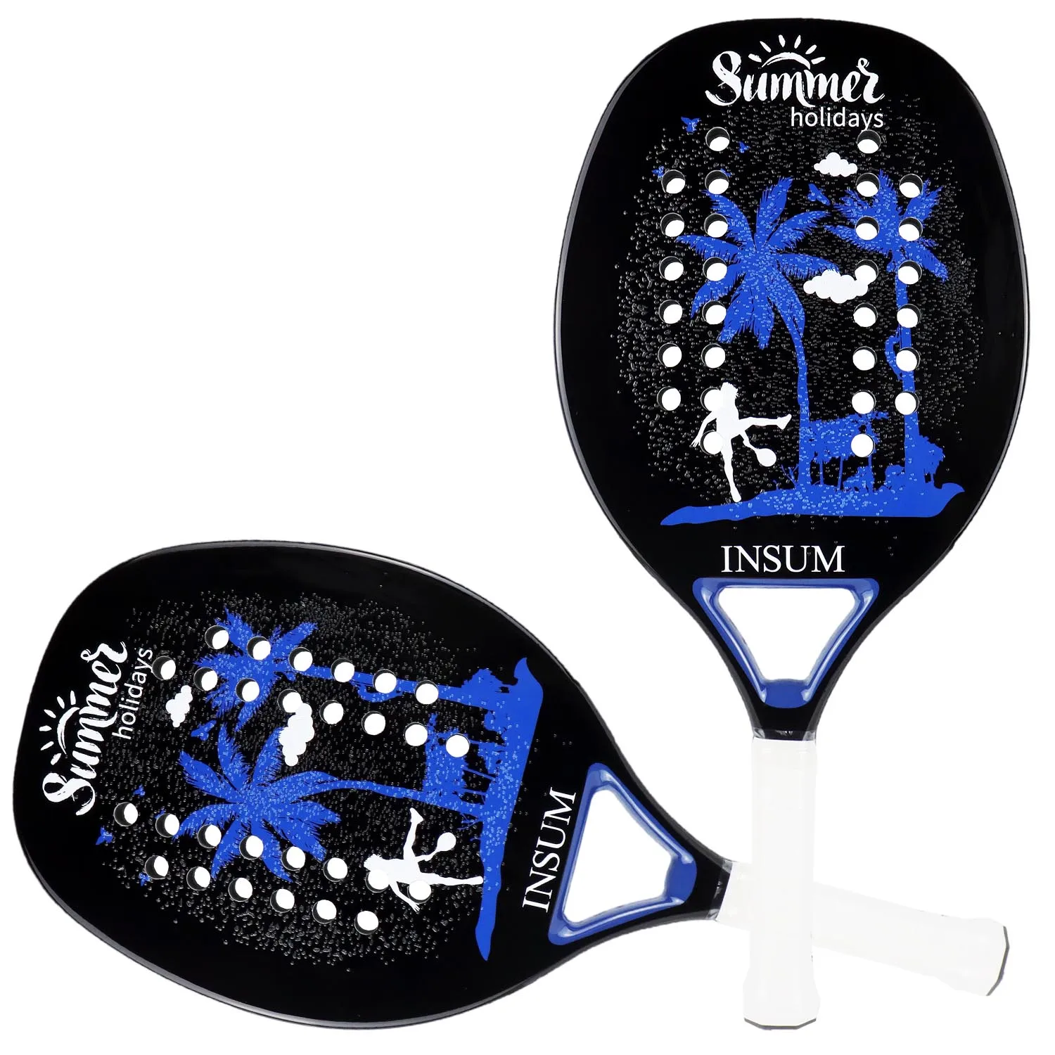 INSUM Beach Tennis Racket 100% Carbon Fiber Professional 22mm EVA Soft Round Grit Tenis Raquete