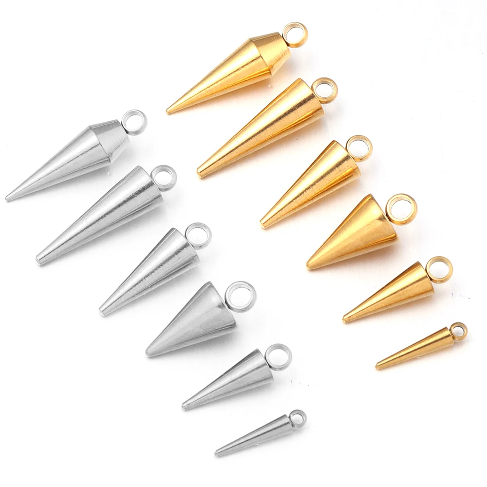 10PCS Edelstahl Kegel Charms Anhänger Retro Spike Perlen Charms Anhänger für Frauen Mann Hoop Ohrring Schmuck Machen liefert – Detail 3