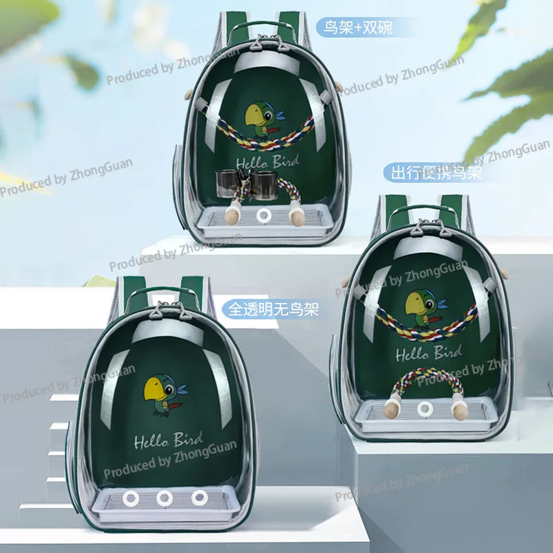 Bird Bag Parrot Bag Outdoor Backpack Transparent Bird Cage Multi-Hole Breathable Portable Storage Machine Cockatiel Budgerigar