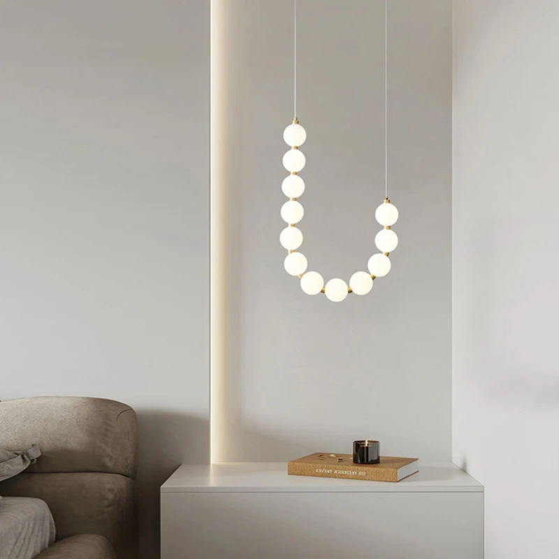 Modern White Ball LED Pendant Lights Copper Hanging Lamps for Ceiling Minimalist Nightlights Lustres Home Decor for Living Room