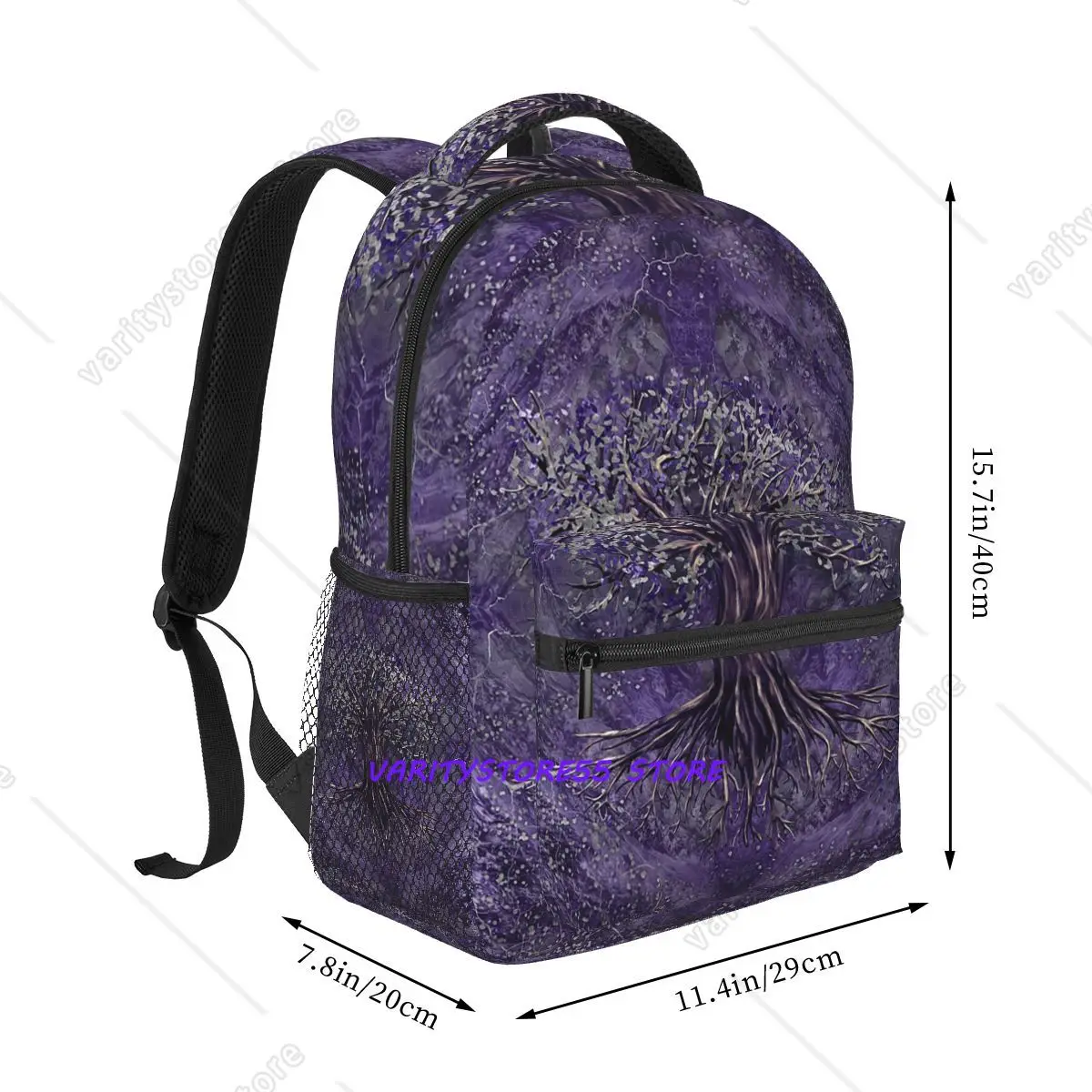 Tree Of Life Yggdrasil Amethyst And Silver Backpack Hot Sale Daypack Children BookBag School Bag Shoulder Bags for Men Women