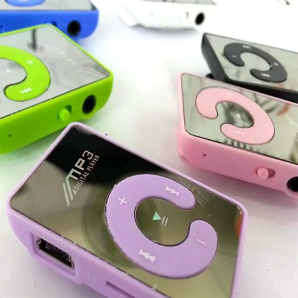 Mini Portable Mirror Clip MP3 Player Music Media Support Micro TF Card Walkman Fashion Hifi MP3 For Outdoor Sports