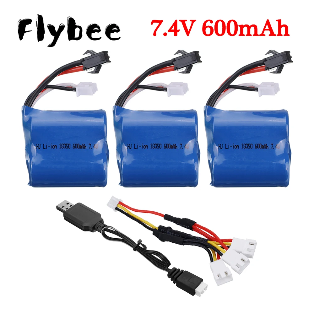 7.4V 600mAh 18350 Li-ion Battery + 7.4v Charger for Skytech H100 H102 High Speed Rc Racing Boat for JJ RC S1 S2 S3 S4 S5 Battery